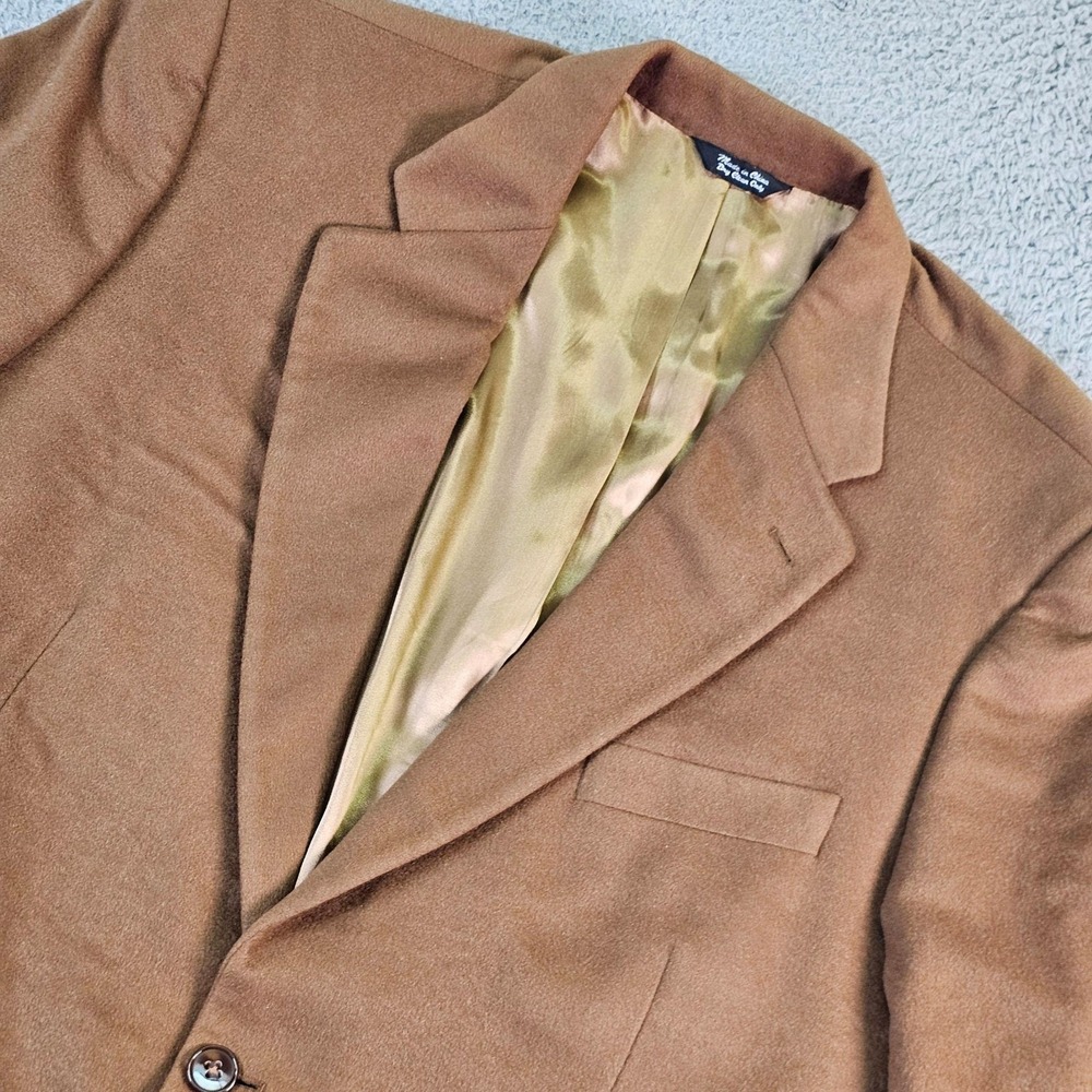 Bill Blass Blazer Jacket Mens 44R Brown 100% Cashmere Two Button Classic Fit